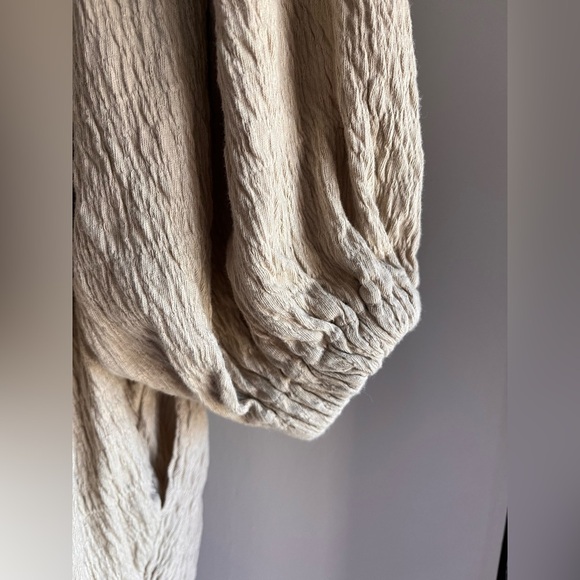 Free People Beach Get Obsessed Babydoll Dress XS Balloon Sleeve Tan Oversized - Picture 8 of 9